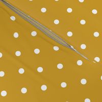 Polka Dotties // White on Mustard