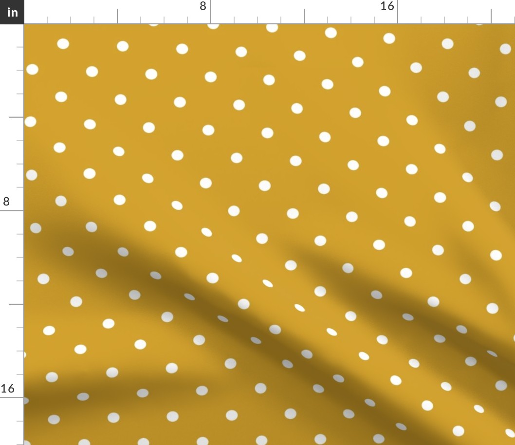 Polka Dotties // White on Mustard