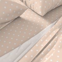 Polka Dotties // White on Peachy Tan Neutral