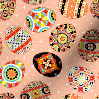 Bright Pysanky on Apricot