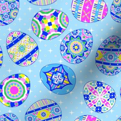 Pretty Pysanky on Blue