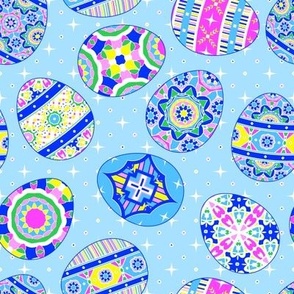 Pretty Pysanky on Blue