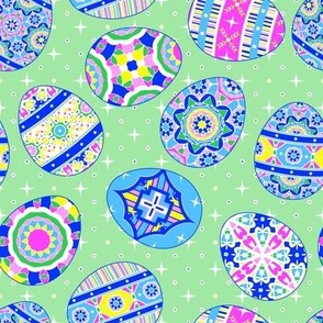 Pretty Pysanky on Green