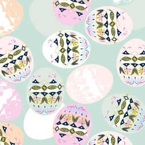  Pysanky Egg Pattern 3 - Aqua and Pink