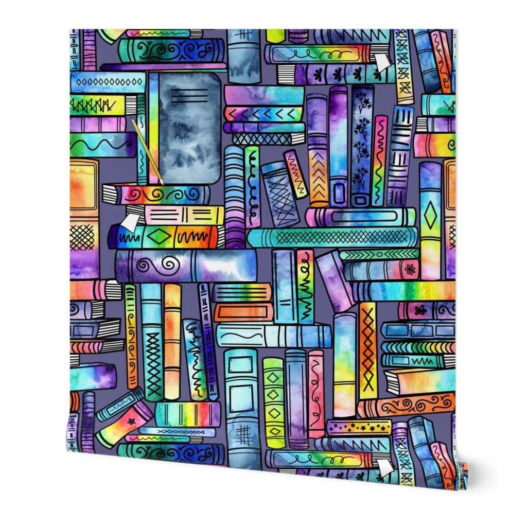 Rainbow stacked books - purple