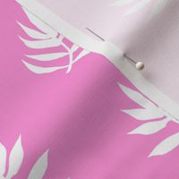 White Palm Leaves on Pink Background