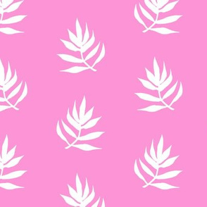 White Palm Leaves on Pink Background
