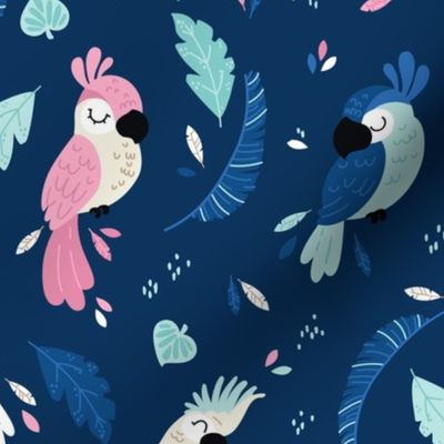 Jungle Parrots - navy