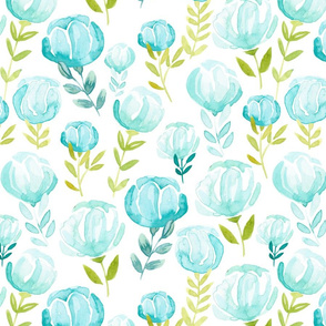 Bella Blue watercolor floral Print