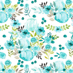 Bella Blue Hand-painted watercolor floral