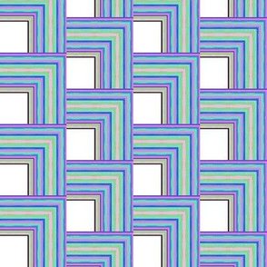Geo Rainbow Stripes / white squares  