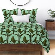 Banana leaves on seafoam