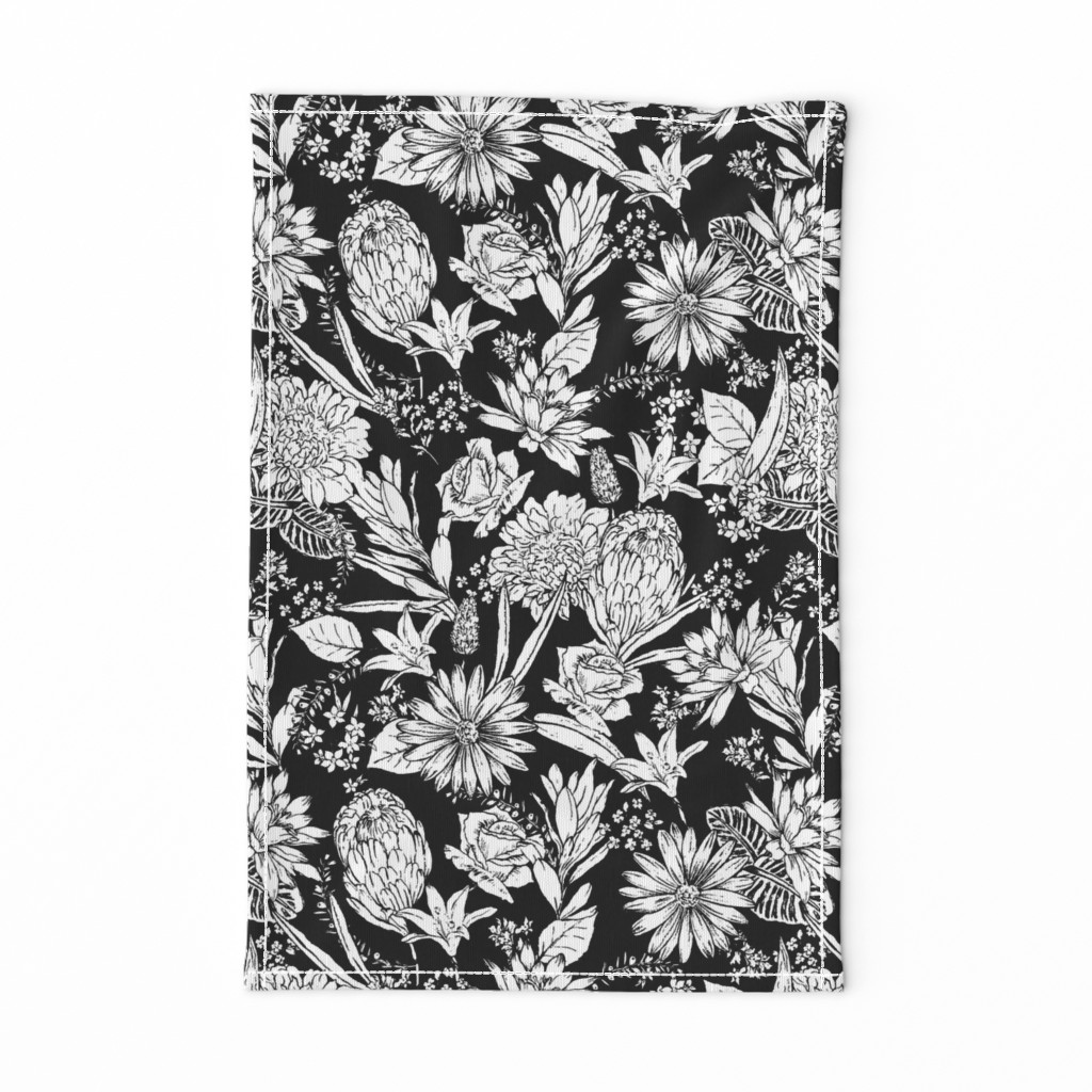 Black and white floral garden