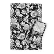 Black and white floral garden