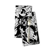 Black and white floral garden