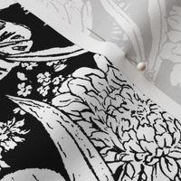 Black and white floral garden