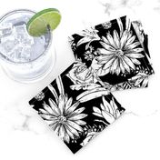 Black and white floral garden