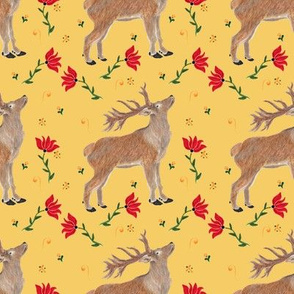 Folk Deer On Yellow