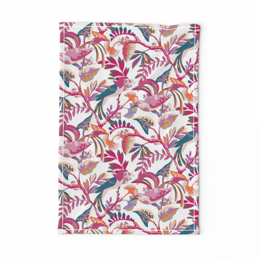 Birds and botanicals in summer pink