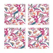 Birds and botanicals in summer pink