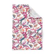 Birds and botanicals in summer pink