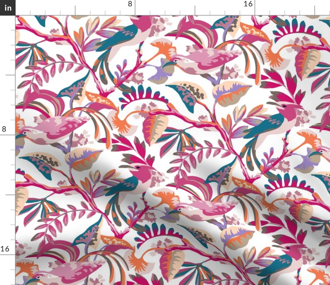 Birds and botanicals in summer pink