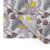 Tropical Lemon Citrus Fruit Flower Pattern