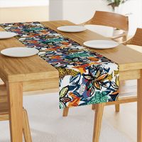 Designed fabric hand painted Multicolor big summer flower suface