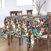 Designed fabric hand painted Multicolor big summer flower suface