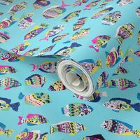 Fishy Fabric Colorful hand drawn fishes