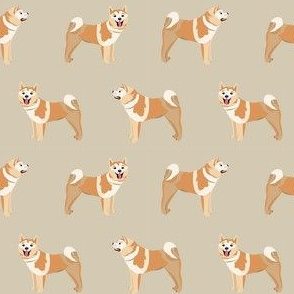 akita standing dog fabric - dog fabric, dogs fabric, dog breed fabric - akita dog -  tan