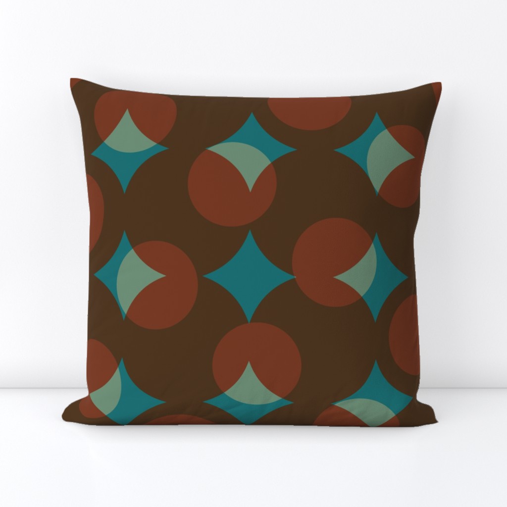 enormous halftone dots in moroccan brown, rust and turquoise 