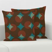 enormous halftone dots in moroccan brown, rust and turquoise 