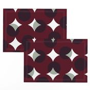 enormous halftone dots - white and pewter grey on burgundy