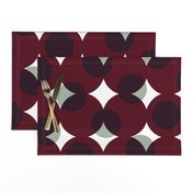 enormous halftone dots - white and pewter grey on burgundy