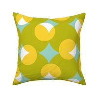 enormous halftone dots - white and yellow on wasabi and aqua