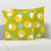 enormous halftone dots - white and yellow on wasabi and aqua