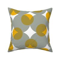 enormous halftone dots - grey, gold, bronze and white