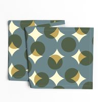 enormous halftone dots - slate, olive, gold, cream
