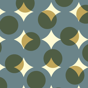 enormous halftone dots - slate, olive, gold, cream