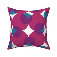 enormous halftone dots in moody pink, purple and teal