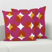 enormous halftone dots in moody pink, orange and gold