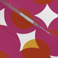enormous halftone dots in moody pink, orange and gold