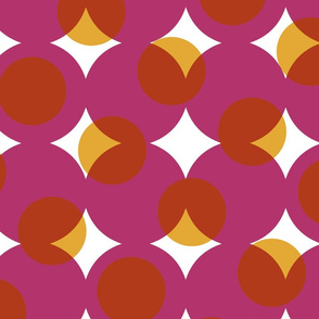 enormous halftone dots in moody pink, orange and gold