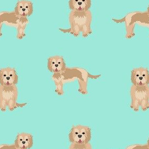 cockapoo fabric - tan cockapoo fabric, tan cockapoo dog, dog fabric, dogs fabric, cute dog, dog fabric - mint