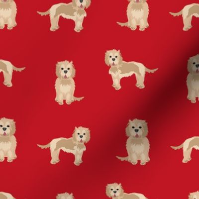 cockapoo fabric - tan cockapoo fabric, tan cockapoo dog, dog fabric, dogs fabric, cute dog, dog fabric - red