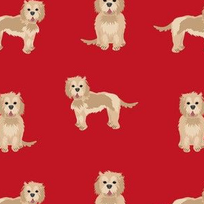 cockapoo fabric - tan cockapoo fabric, tan cockapoo dog, dog fabric, dogs fabric, cute dog, dog fabric - red