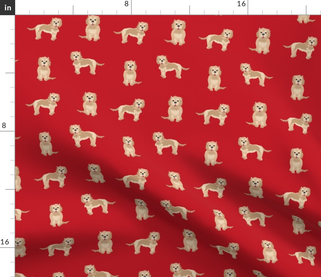 cockapoo fabric - tan cockapoo fabric, tan cockapoo dog, dog fabric, dogs fabric, cute dog, dog fabric - red