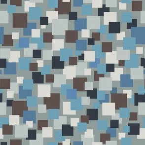 Floating Squares: blue gray black white-Small scale 