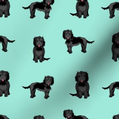 cockapoo fabric - black cockapoo fabric, black cockapoo dog, dog fabric, dogs fabric, cute dog, dog fabric - mint